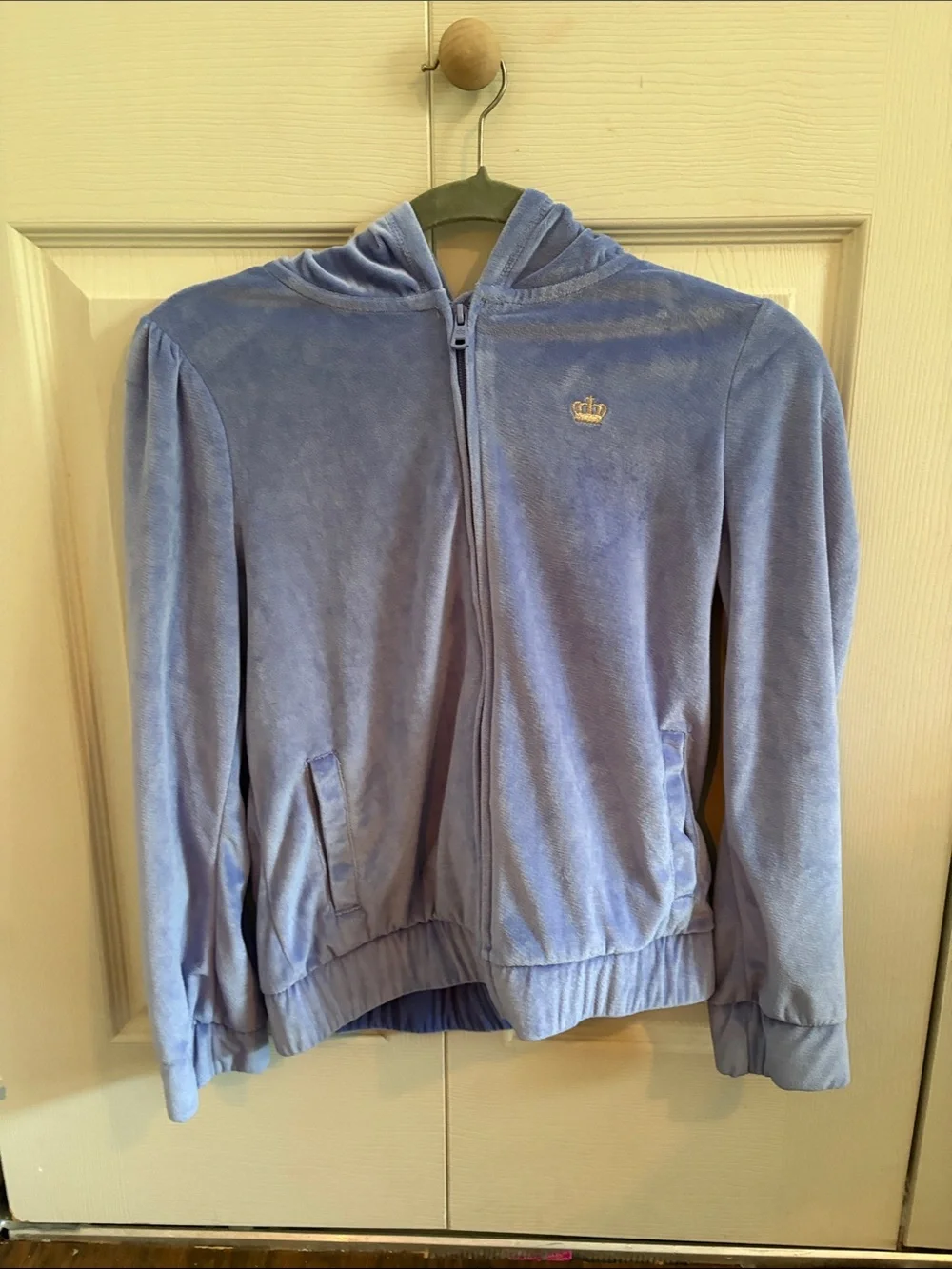Girls' Lilac Juicy Couture Hooded Velour Zip Jacket with Crown Emblem
